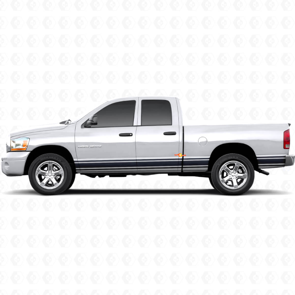 Calcomanía Vinilo Lateral de Panel de Umbral con Rayas Rectas para Dodge Ram 1500 2002-2008