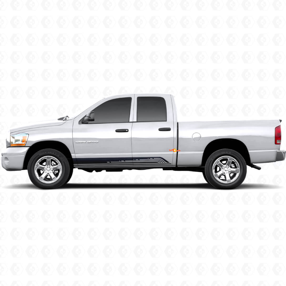 Calcomanía de vinilo con franjas curvas para panel de faldón de puerta para Dodge Ram 1500 2002-2008