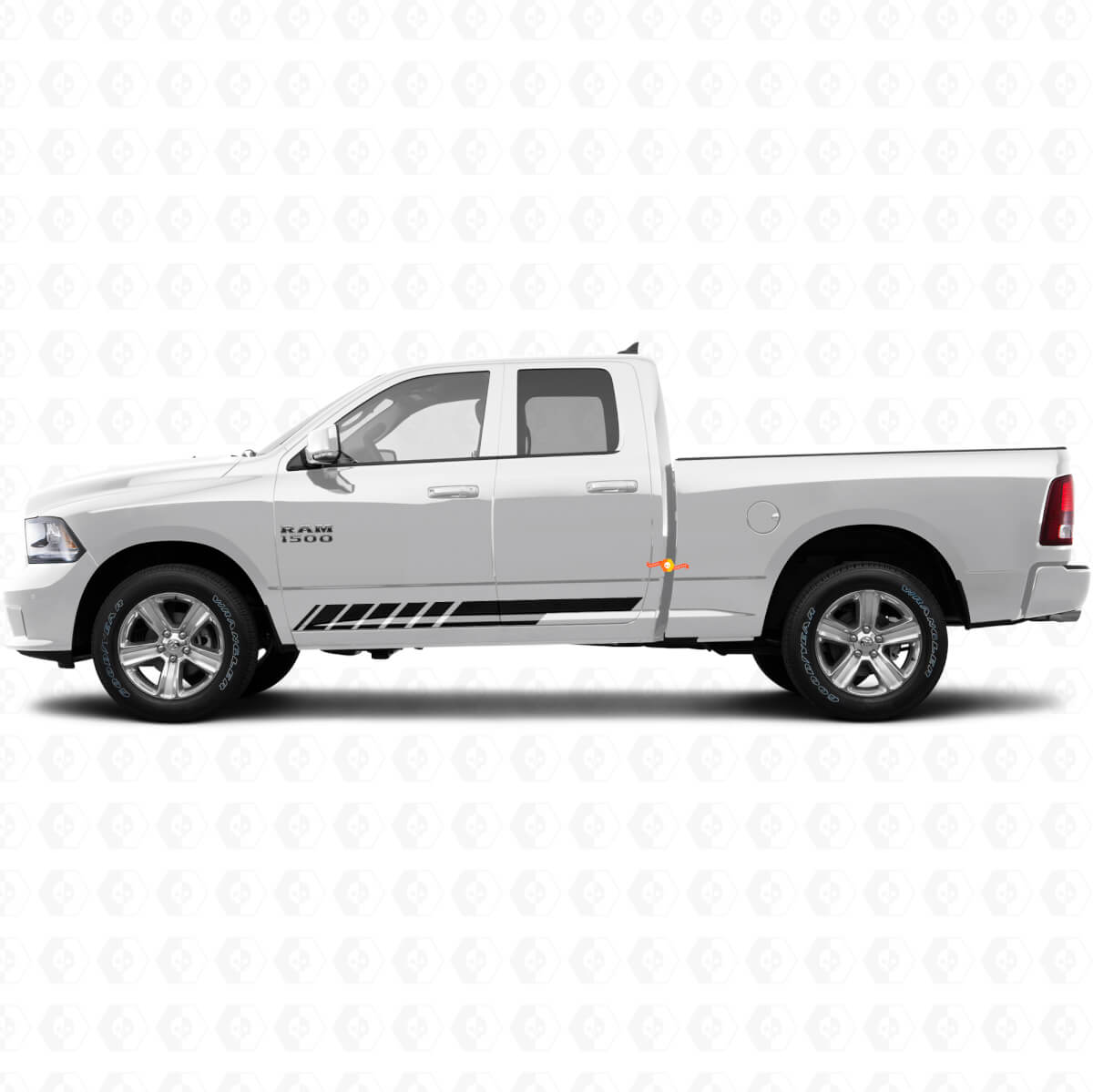 Calcomanía adhesiva de vinilo con franjas ajedrezadas para panel de faldón lateral de puerta para Dodge Ram 1500 2011-2018