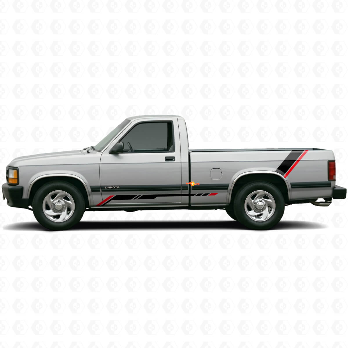 Calcomanía de Vinilo Gráfica de Panel Lateral Trasero con Rayas a Cuadros para Dodge Dakota 1987-1996