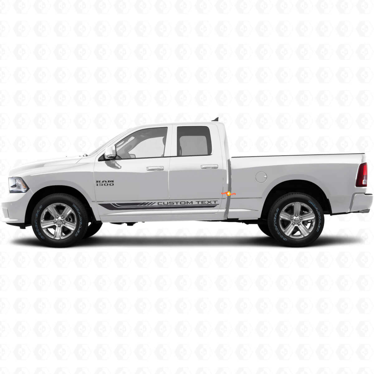 Pegatinas de vinilo con franjas curvas a cuadros para paneles laterales para Dodge Ram 1500 2011-2018