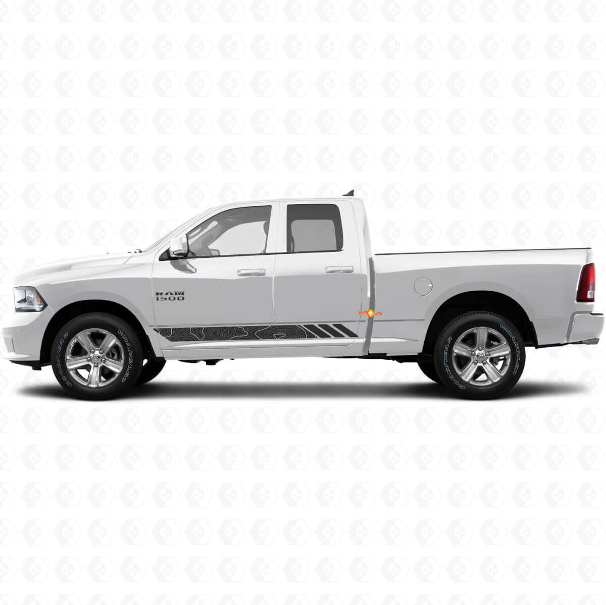 Pegatinas de vinilo con rayas de estilo topográfico para puertas para Dodge Ram 1500 2011-2018