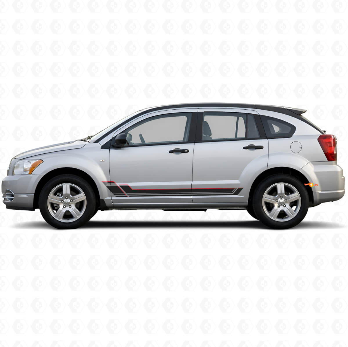 Calcomanía de vinilo para panel de estribo con franjas gemelas para Dodge Caliber 2007-2012