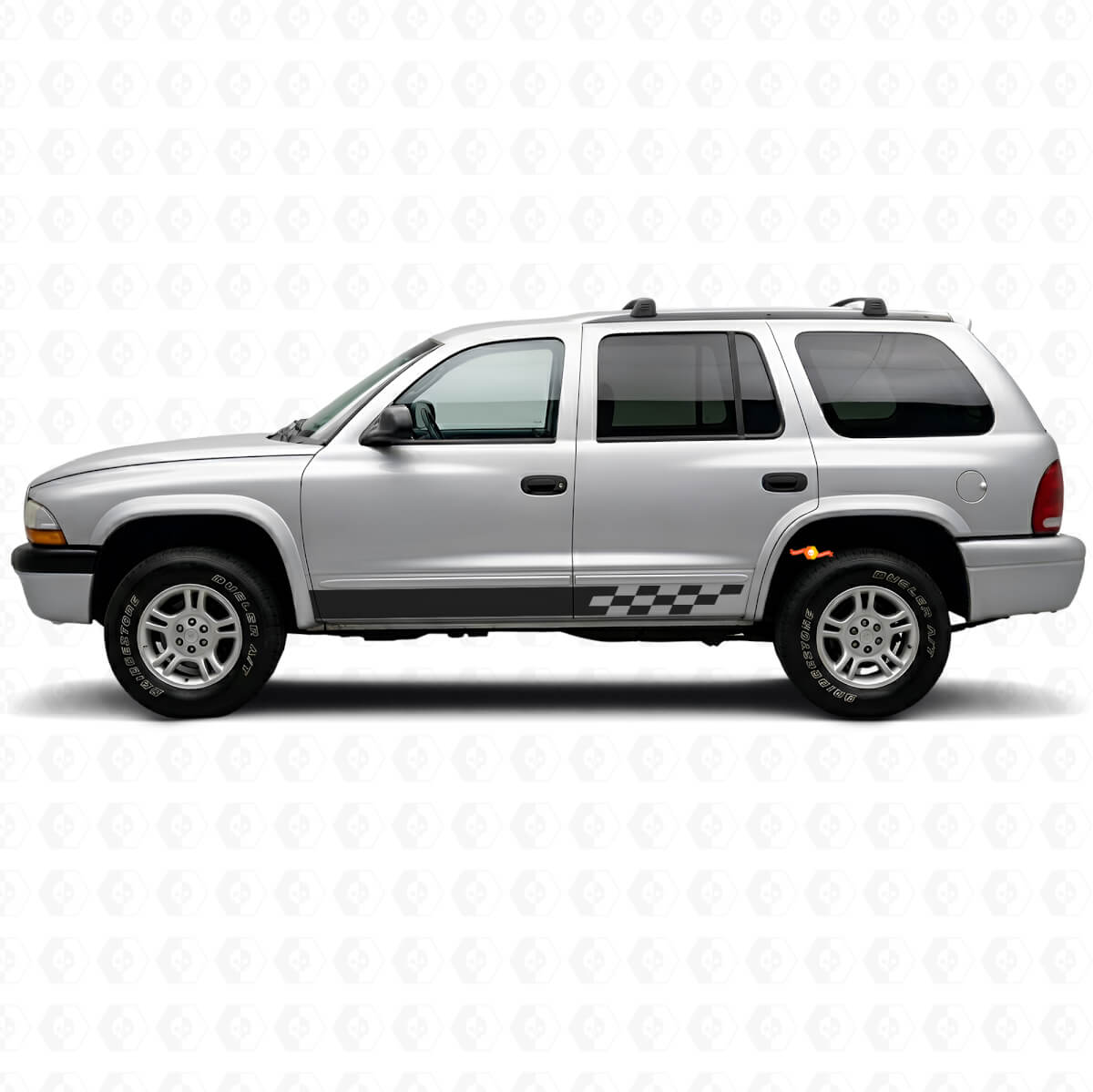 Calcomanía de vinilo con franjas a cuadros para paneles laterales Dodge Durango 1998-2003