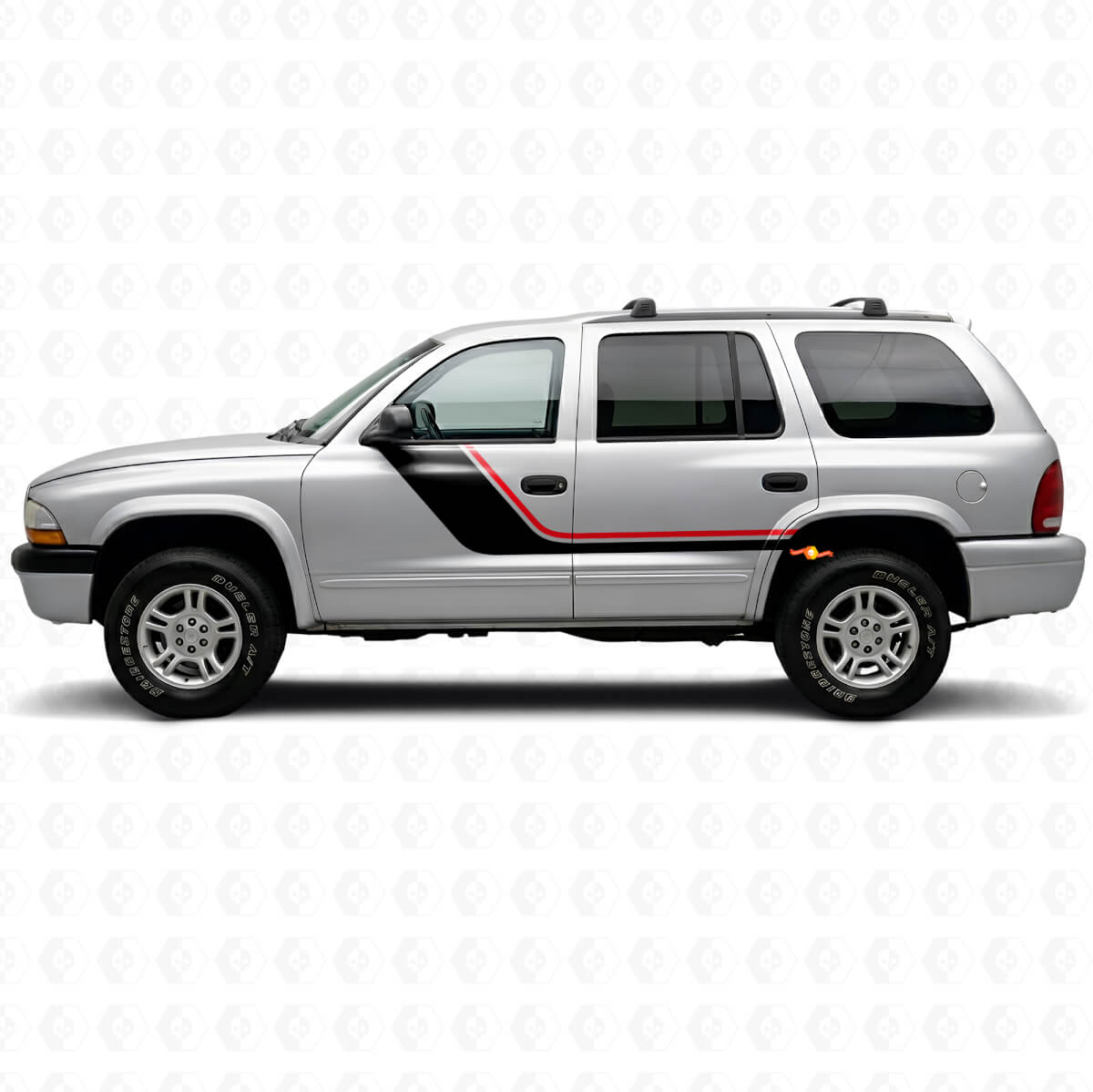 Calcomanía de vinilo de rayas gemelas para la puerta lateral Dodge Durango 1998-2003