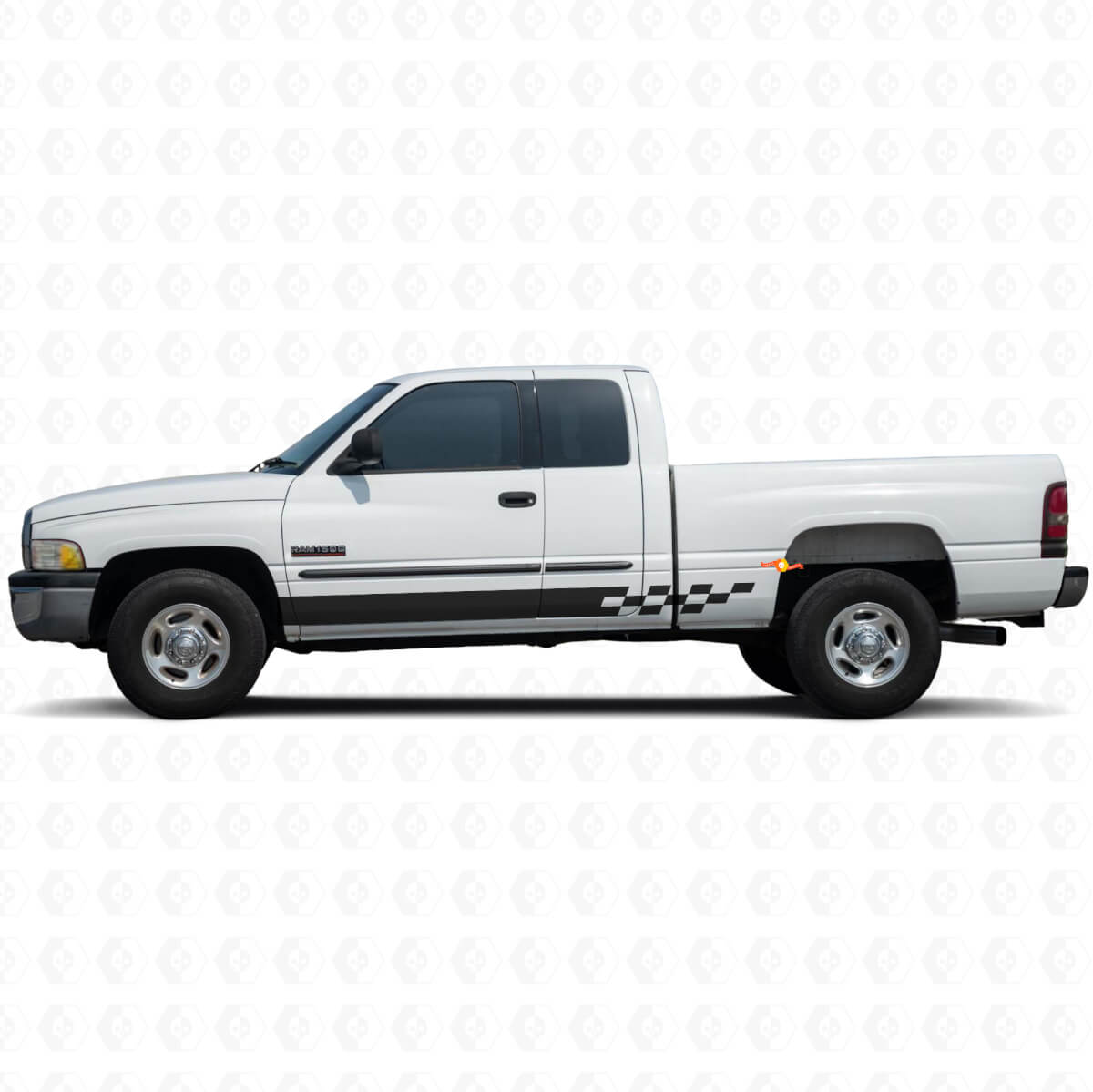 Calcomanía de vinilo con franjas a cuadros para paneles laterales Dodge Ram 1500 1994-2001