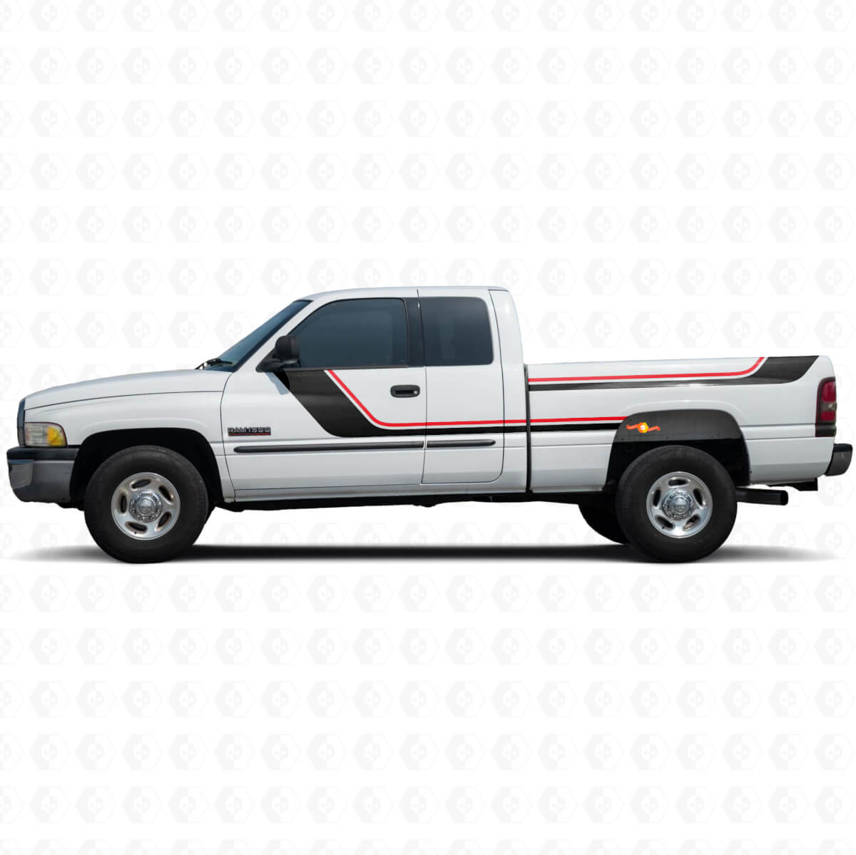 Kit de vinilos con franjas gemelas para las puertas y laterales traseros para Dodge Ram 1500 1994-2001