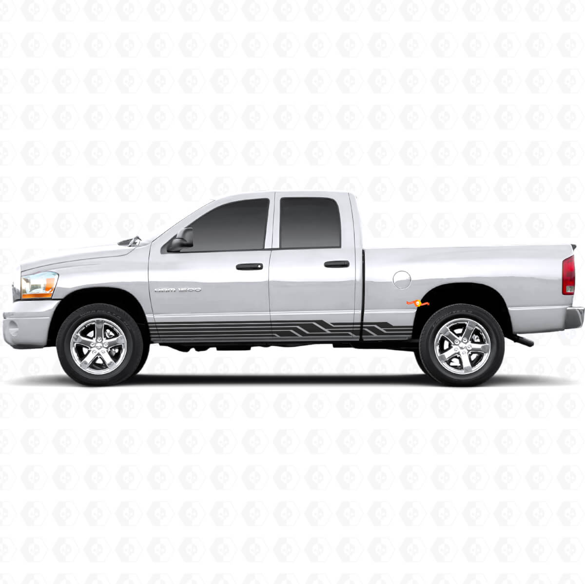 Calcomanía de vinilo con franjas curvas entrelazadas para el panel lateral Dodge Ram 1500 2002-2008