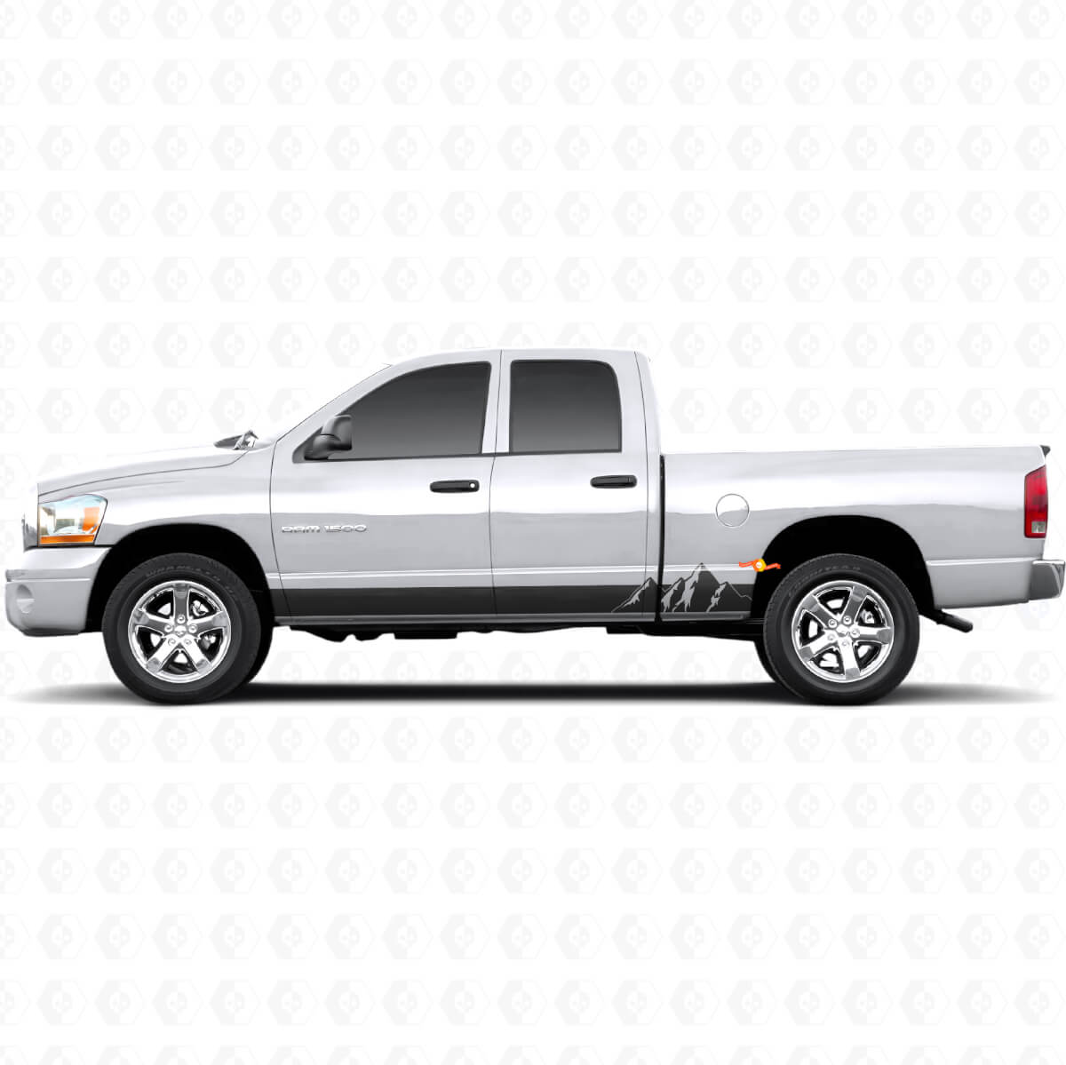 Calcomanía de Vinilo para Panel de Roca con Rayas Anchas de Montañas para Dodge Ram 1500 2002-2008