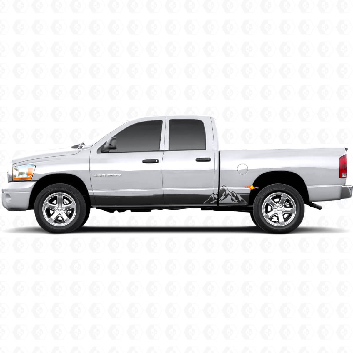 Calcomanía de vinilo para paneles laterales estilo montañas para Dodge Ram 1500 2002-2008