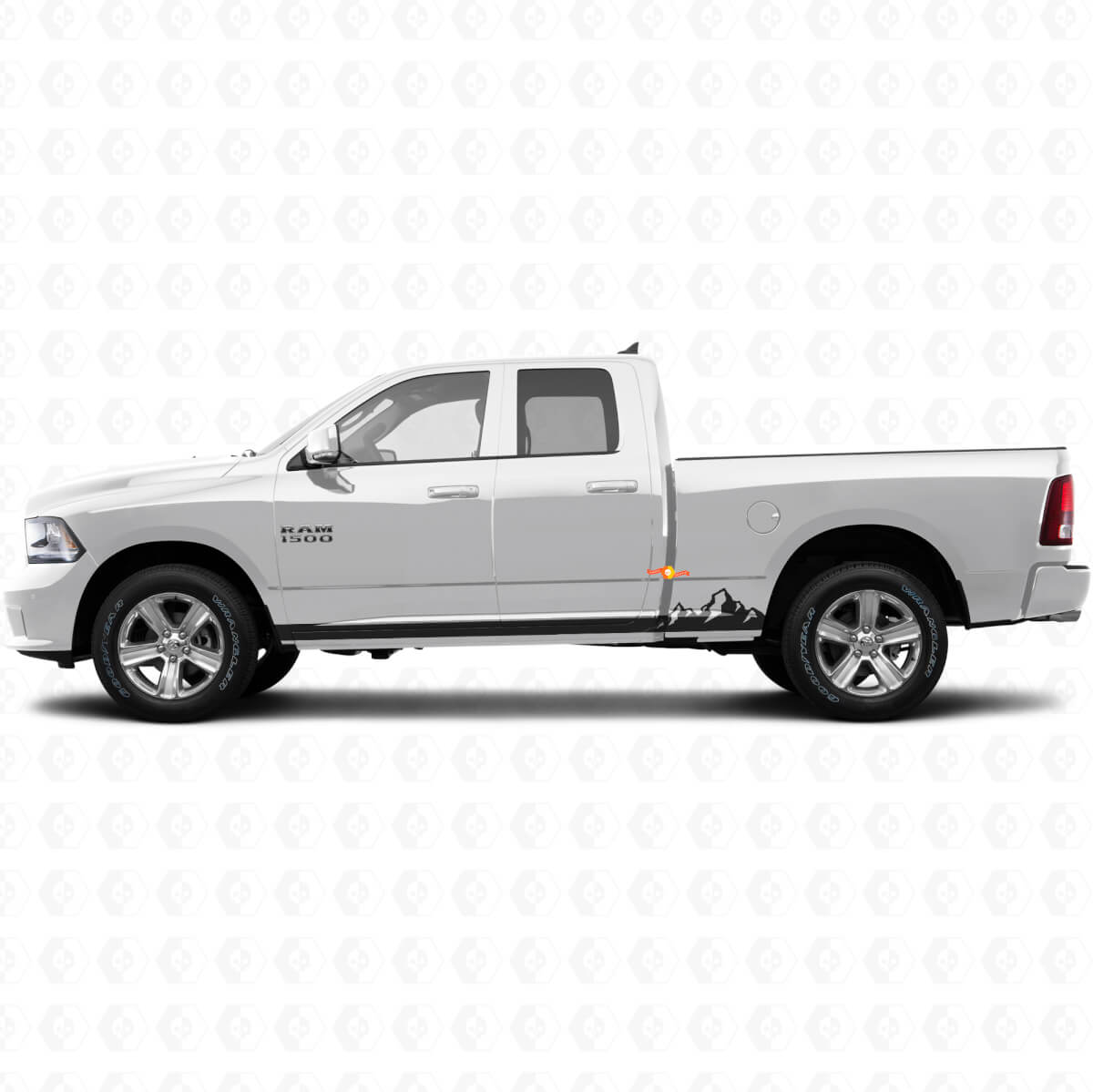 Calcomanía de vinilo para paneles laterales con franjas delgadas de montañas para Dodge Ram 1500 2011-2018