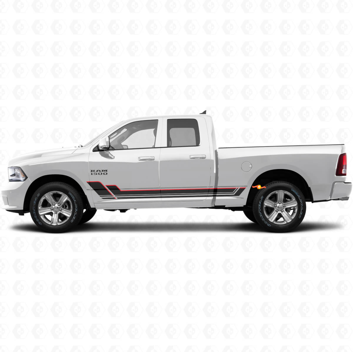 Kit de calcomanías de vinilo de paneles laterales con franjas dobles para Dodge Ram 1500 2011-2018