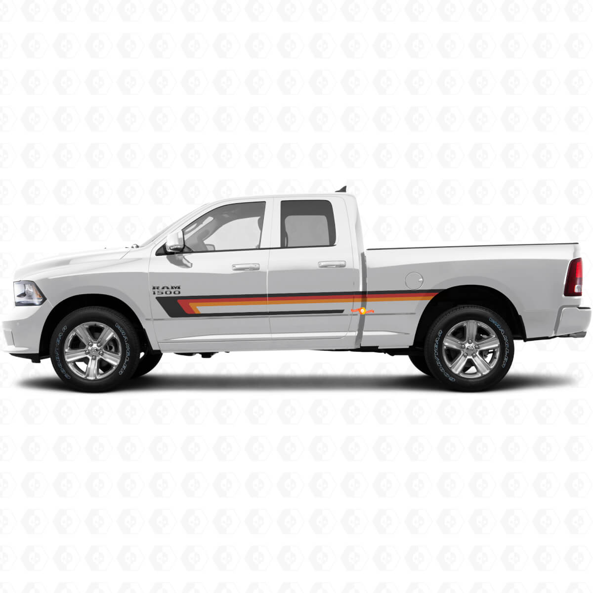 Calcomanía de vinilo de triple franja lateral de puerta para Dodge Ram 1500 2011-2018