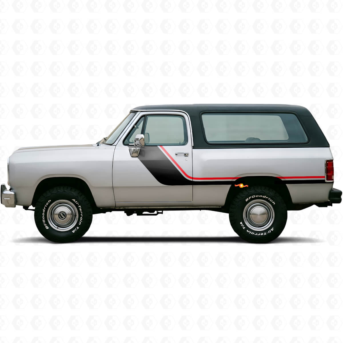 Kit de calcomanías de vinilo de franjas dobles para la puerta lateral para Dodge Ramcharger 1974-1993