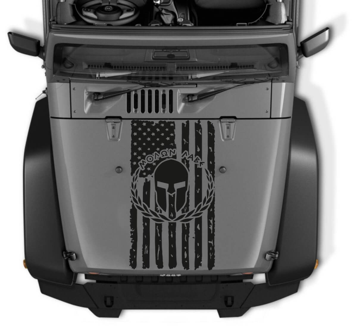 Calcomanía de Vinilo para Capó con Casco Espartano y Bandera de EE.UU. Molon Labe para Jeep Wrangler