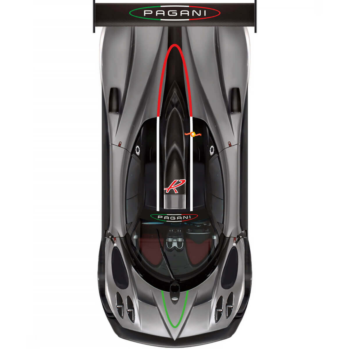 Calcomanía de vinilo lateral para capó y techo con letras estilo italiano para Pagani Zonda R