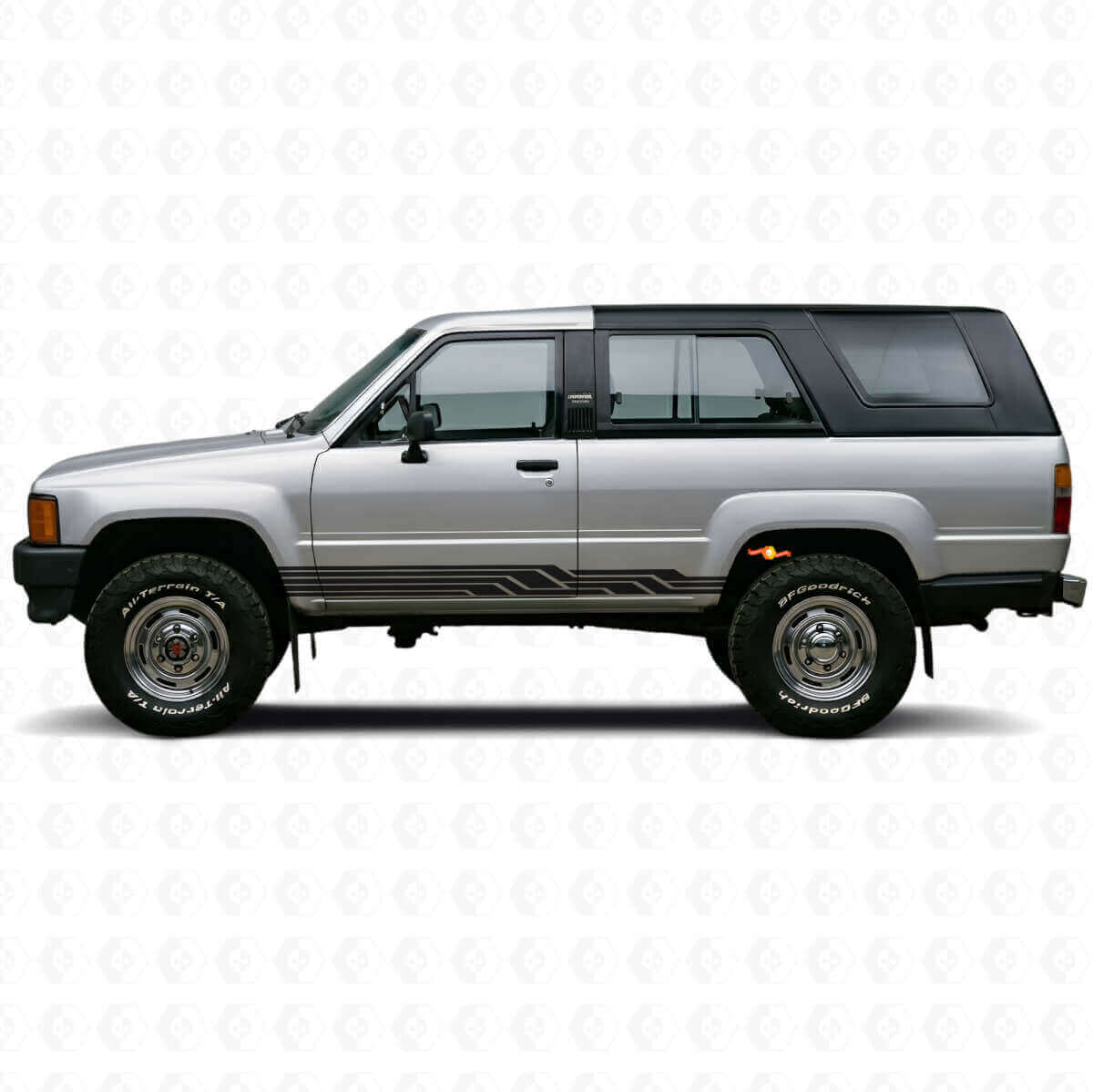 Calcomanía de vinilo para paneles laterales con franjas entrelazadas para Toyota 4Runner 1984-1989