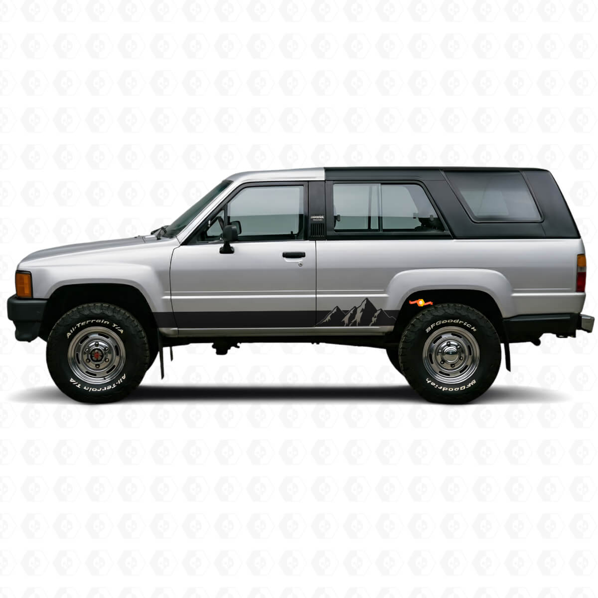 Calcomanía de vinilo con franjas anchas de montañas para paneles laterales de Toyota 4Runner 1984-1989