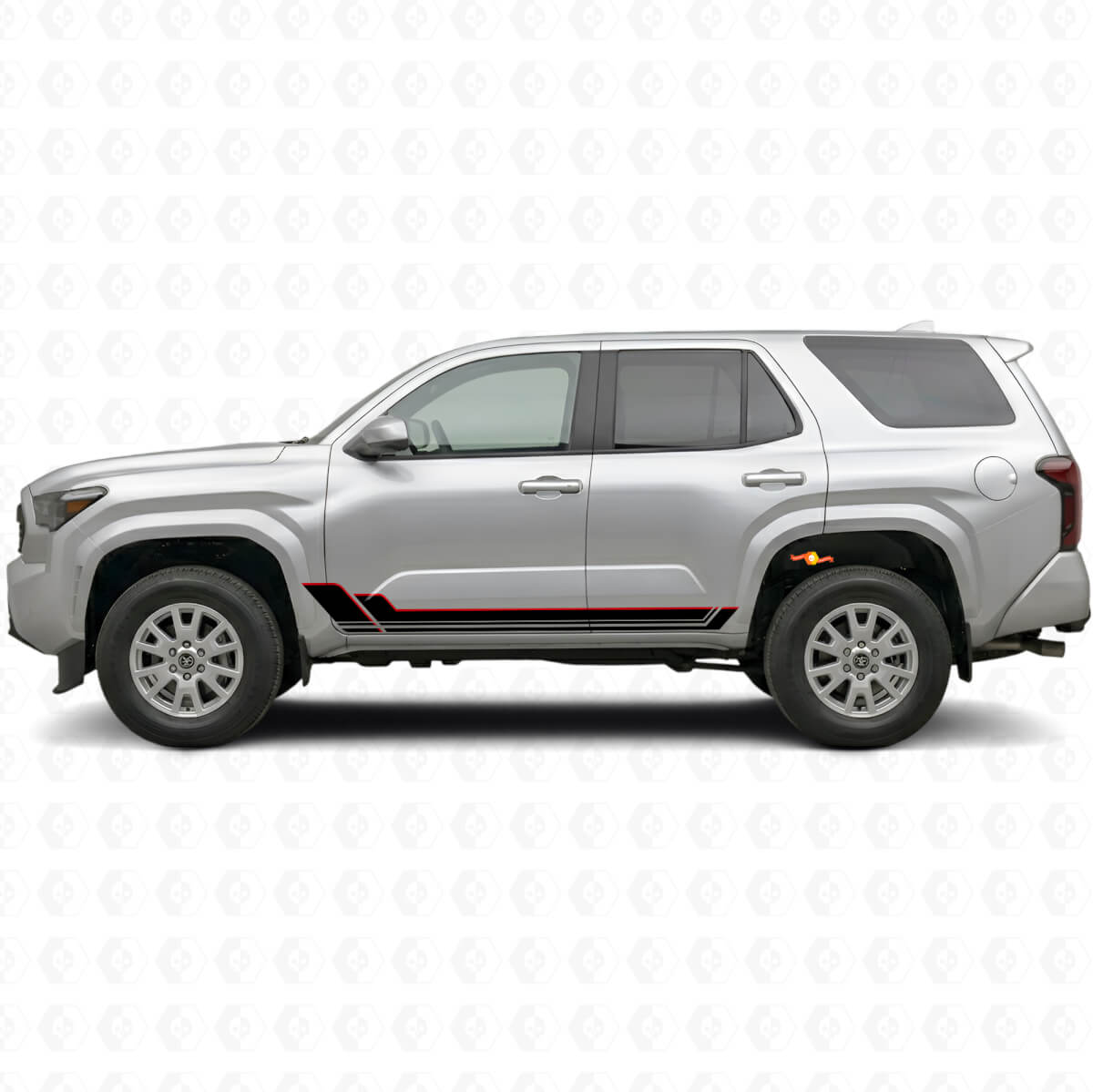 Kit de calcomanías de vinilo de paneles laterales con franjas gemelas para Toyota 4Runner 2024+