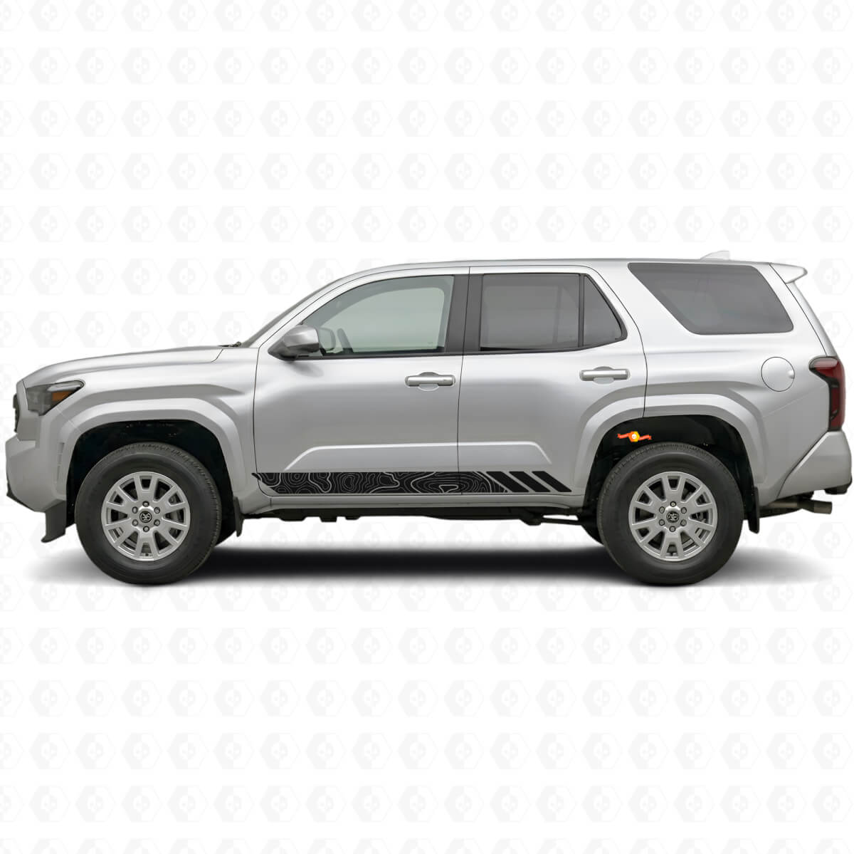 Vinilo con calcomanía de franjas estilo topográfico para puertas para Toyota 4Runner 2024+