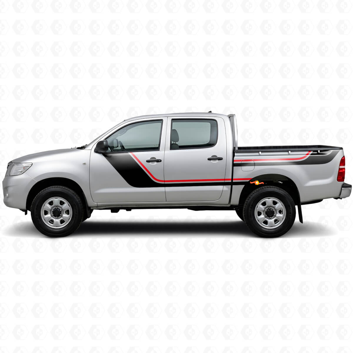Kit de calcomanías de vinilo con franjas dobles para puertas y laterales traseros para Toyota Hilux 2004-2015