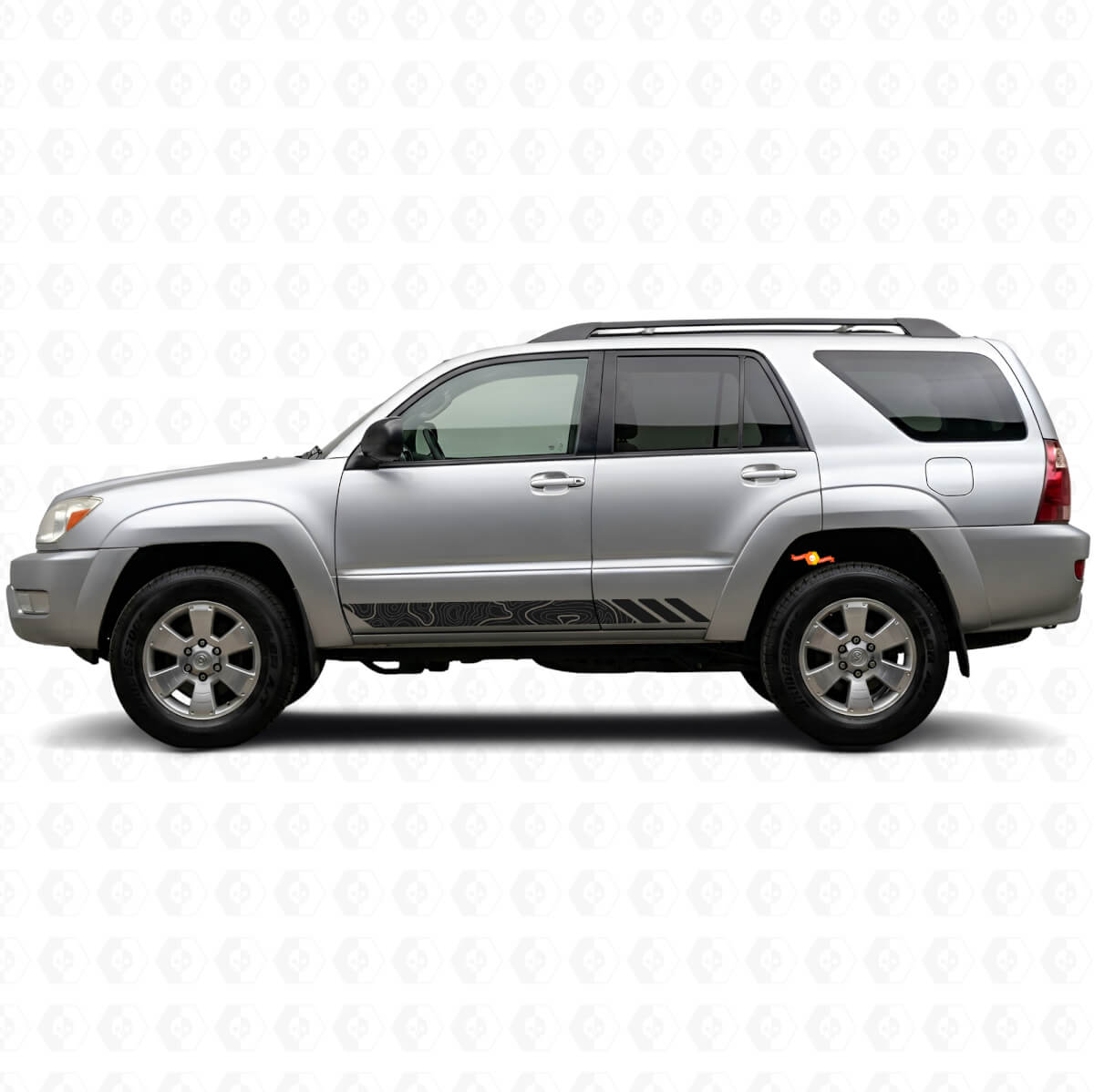 Calcomanía de Vinilo de Rayas en Estilo Topográfico para Puertas Toyota 4Runner 2002-2009