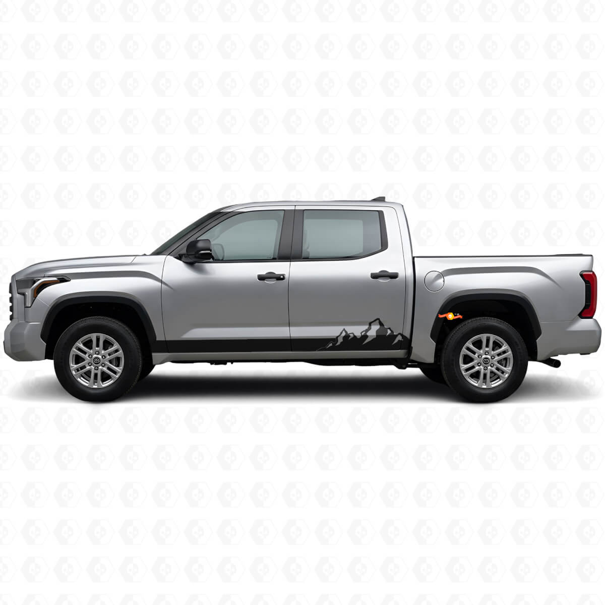 Calcomanía de vinilo para paneles laterales con franjas delgadas de montañas para Toyota Tundra 2022+