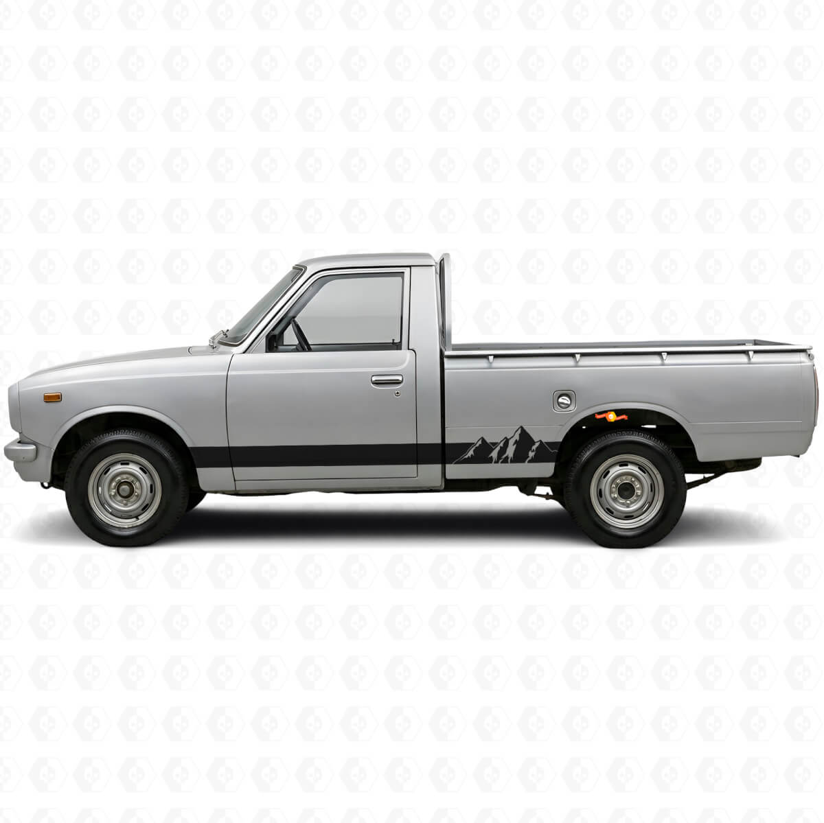 Vinilo adhesivo de panel lateral con franjas anchas de montaña para Toyota Hilux 1968-1972