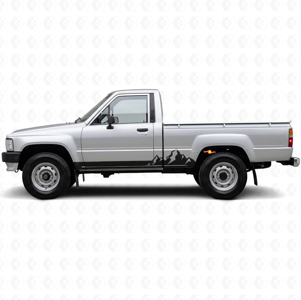 Vinilo de franjas delgadas de montañas para panel lateral de Toyota Hilux 1983-1988