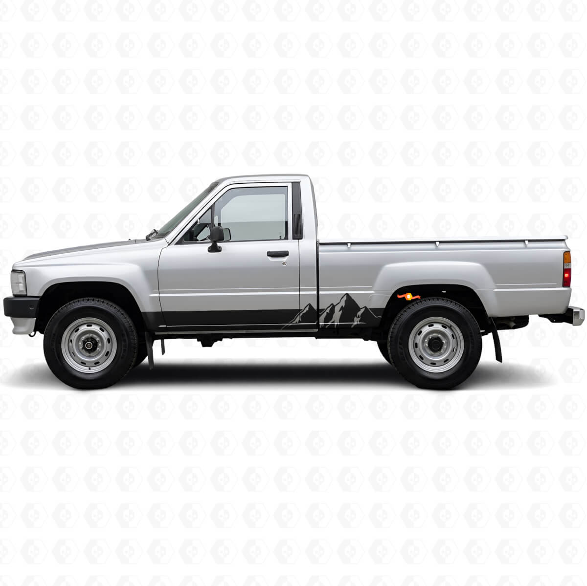 Pegatinas de vinilo de franjas anchas de montañas para paneles laterales de Toyota Hilux 1983-1988
