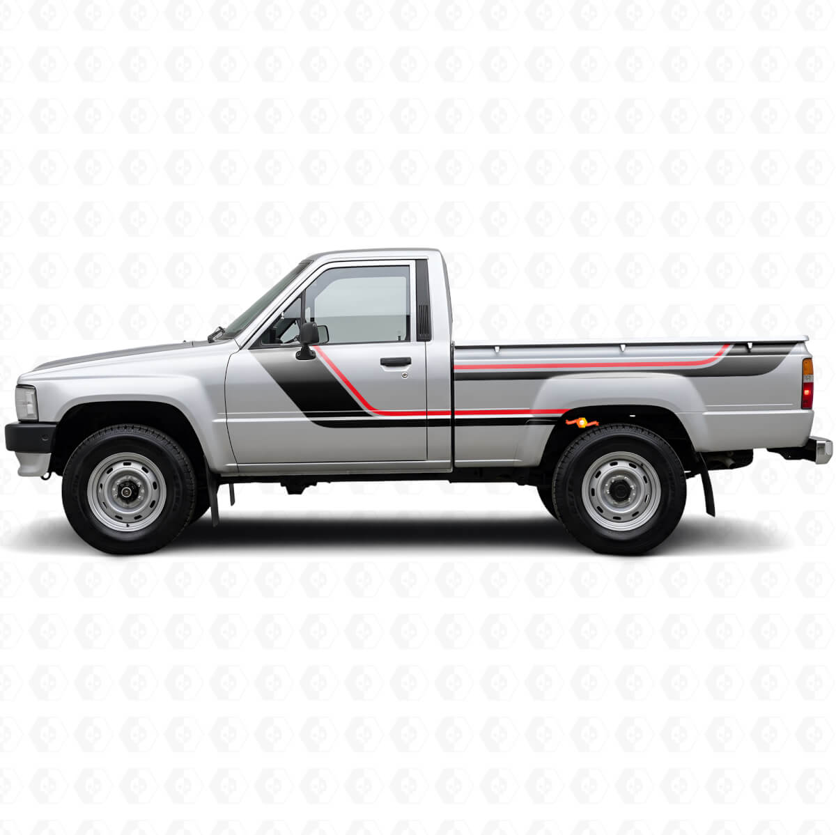 Kit de adhesivos vinílicos de rayas dobles para puerta y parte trasera lateral para Toyota Hilux 1983-1988