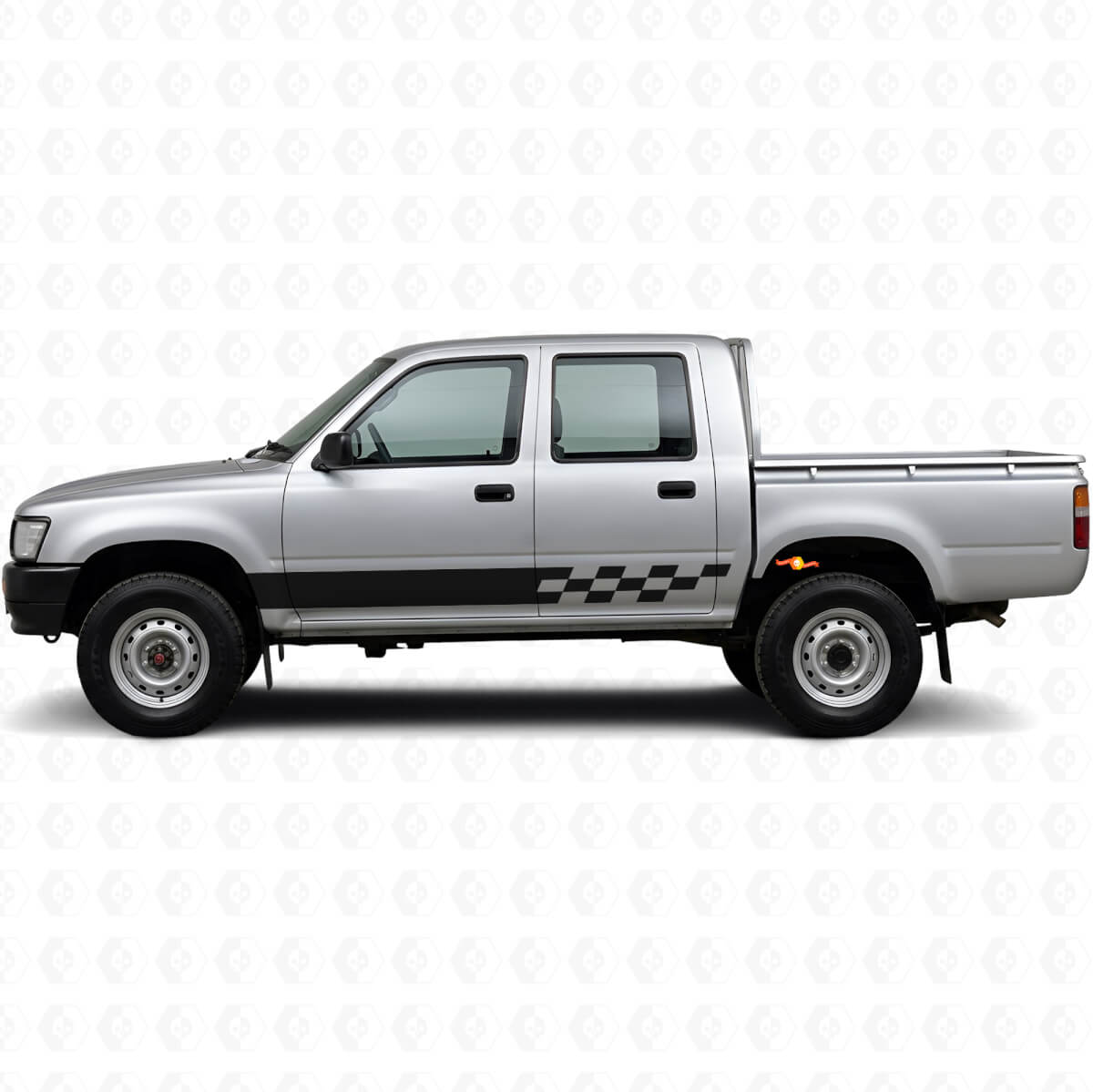 Calcomanía de vinilo con franjas a cuadros para panel lateral de Toyota Hilux 1988-1997