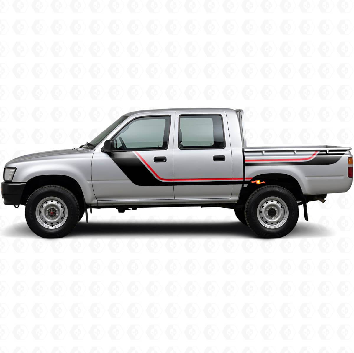 Kit de Calcomanías de Vinilo de Rayas Gemelas para Puerta y Lado Trasero para Toyota Hilux 1988-1997