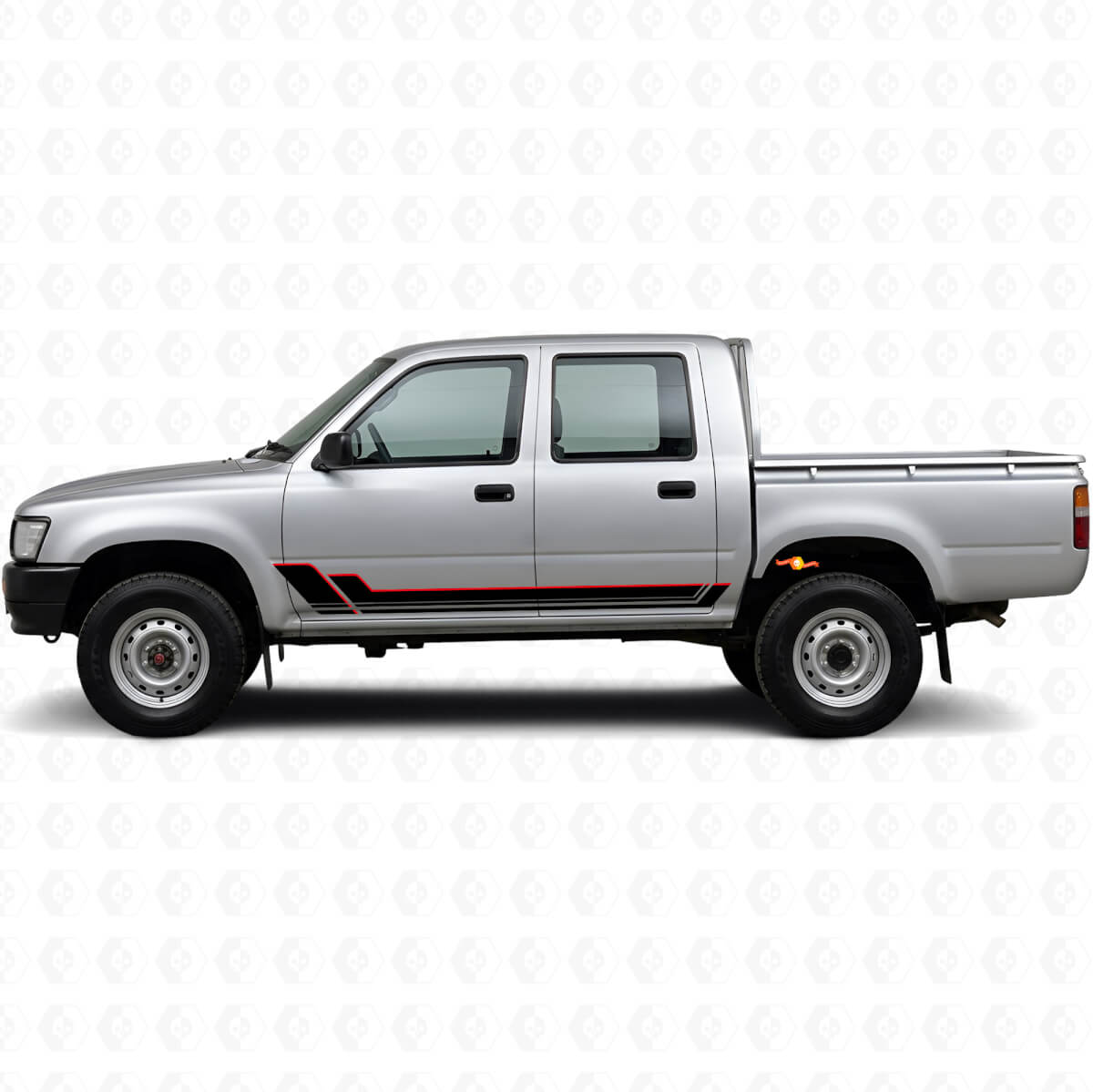 Kit de calcomanías de vinilo con franjas gemelas para paneles laterales para Toyota Hilux 1988-1997