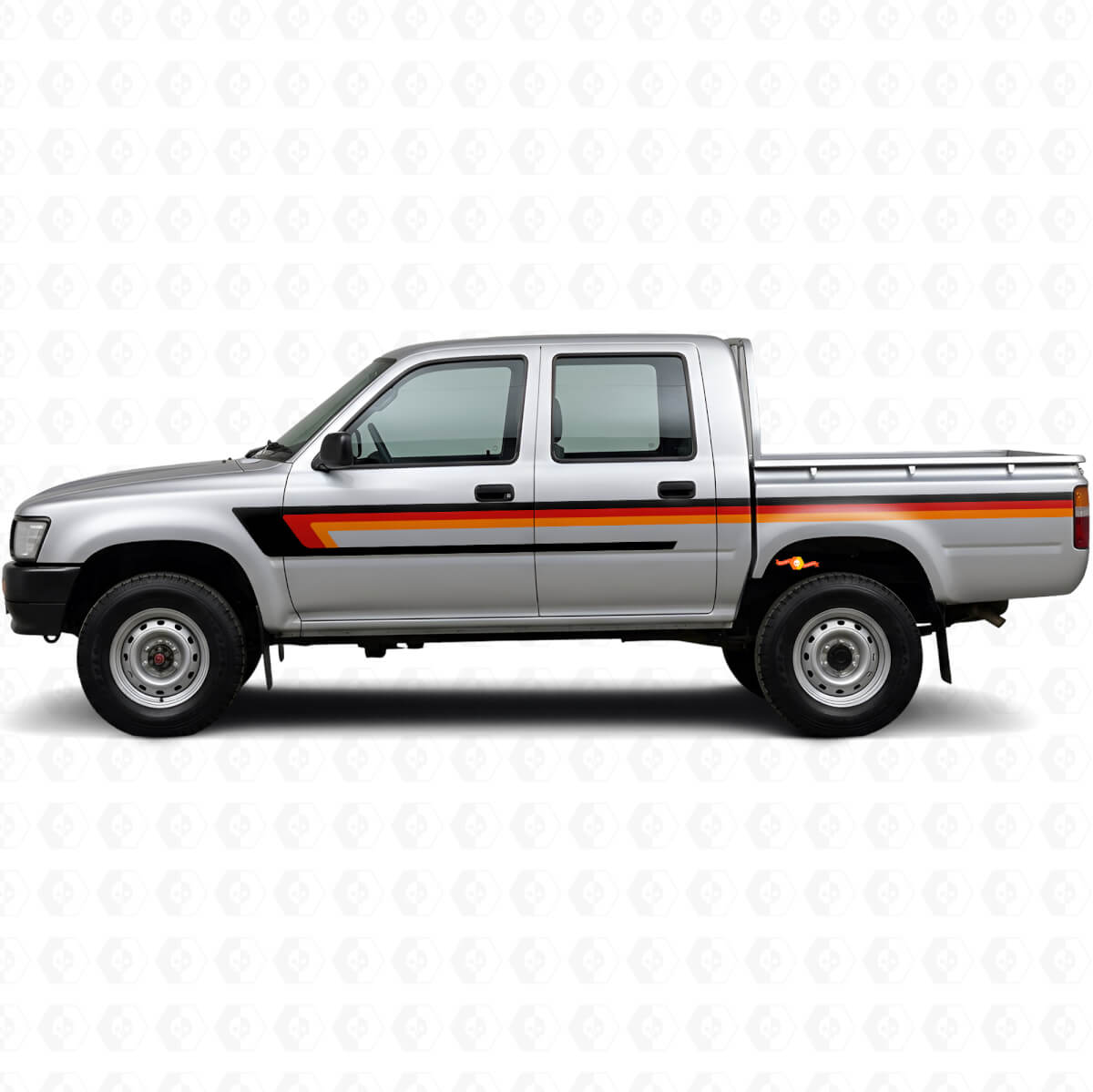 Vinilo decorativo de triple franja para la puerta lateral de Toyota Hilux 1988-1997