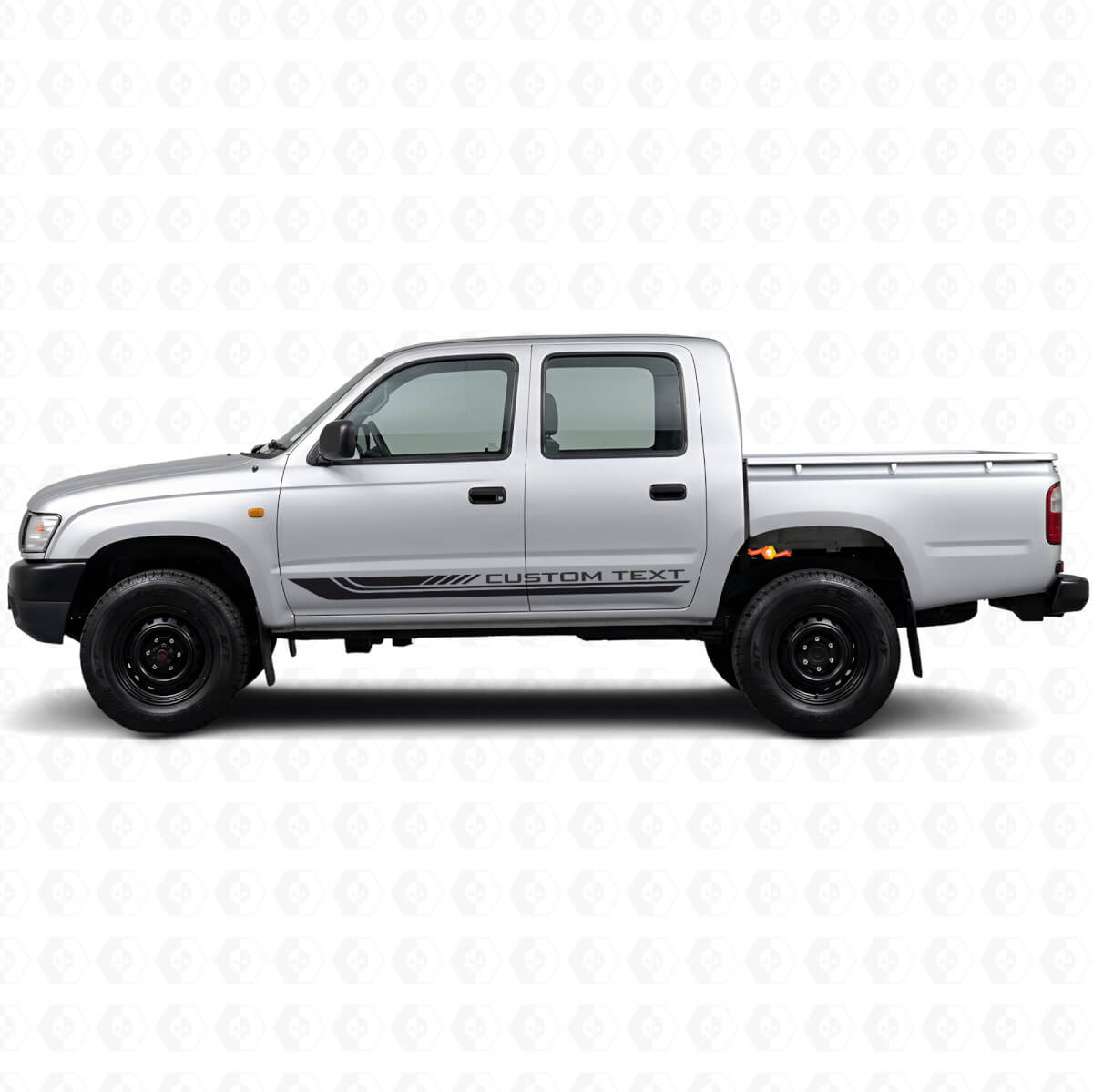 Calcomanía de vinilo con franjas curvas a cuadros para panel lateral de Toyota Hilux 1997-2004