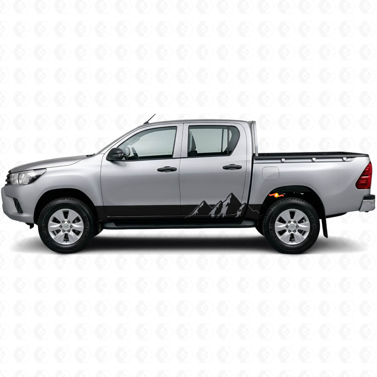 Pegatina de vinilo de franjas anchas de montañas para paneles laterales de Toyota Hilux 2015+