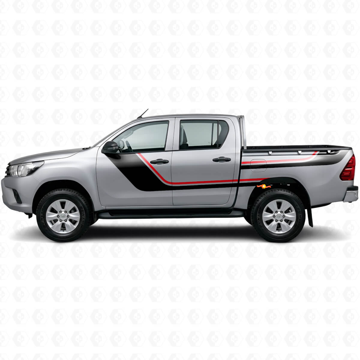 Kit de Calcomanías de Vinilo con Doble Raya para Puerta y Lateral Trasero para Toyota Hilux 2015+