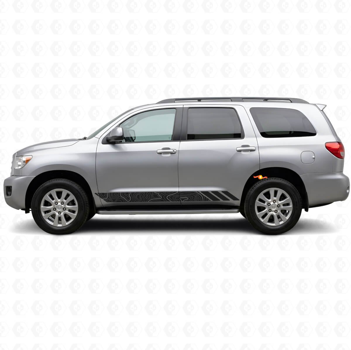 Calcomanía de vinilo para puertas con franjas de estilo topográfico para Toyota Sequoia 2007-2022