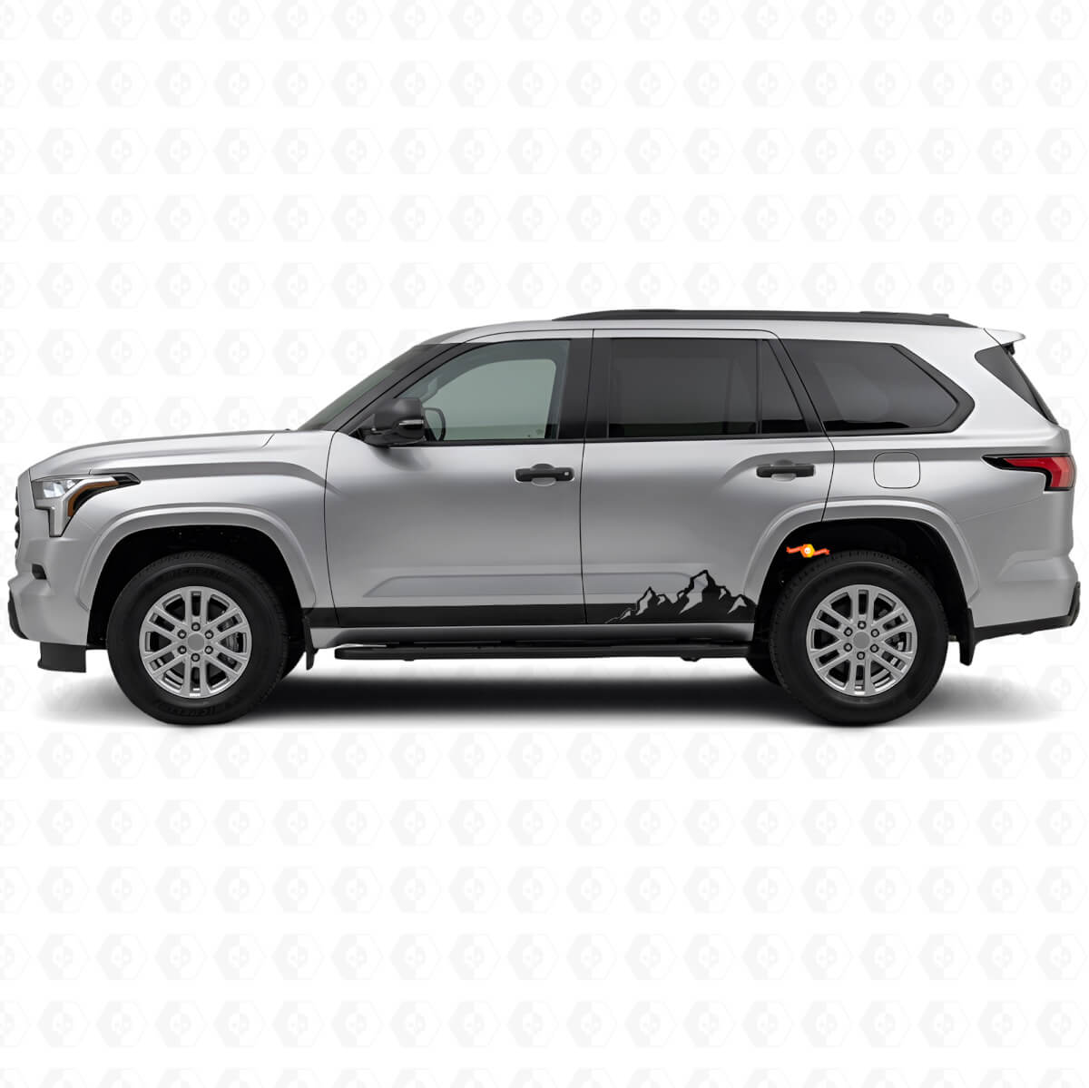 Calcomanía de Vinilo para Panel de Estribo con Rayas Finas y Montañas para Toyota Sequoia 2022+
