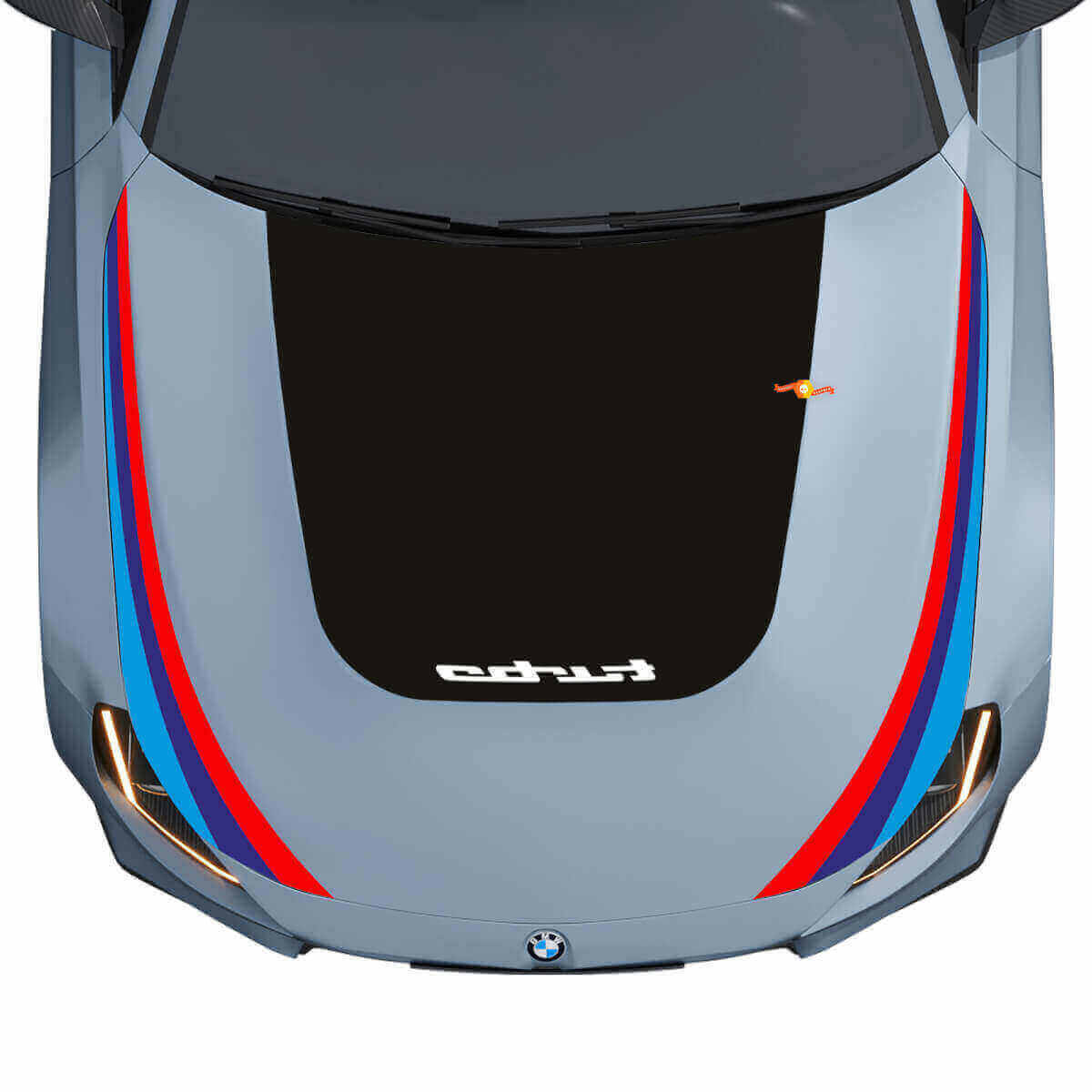 Calcomanía de Vinilo para Capó con Logo Turbo en Negro y Franjas Estilo M para BMW M2 G87 2022-presente