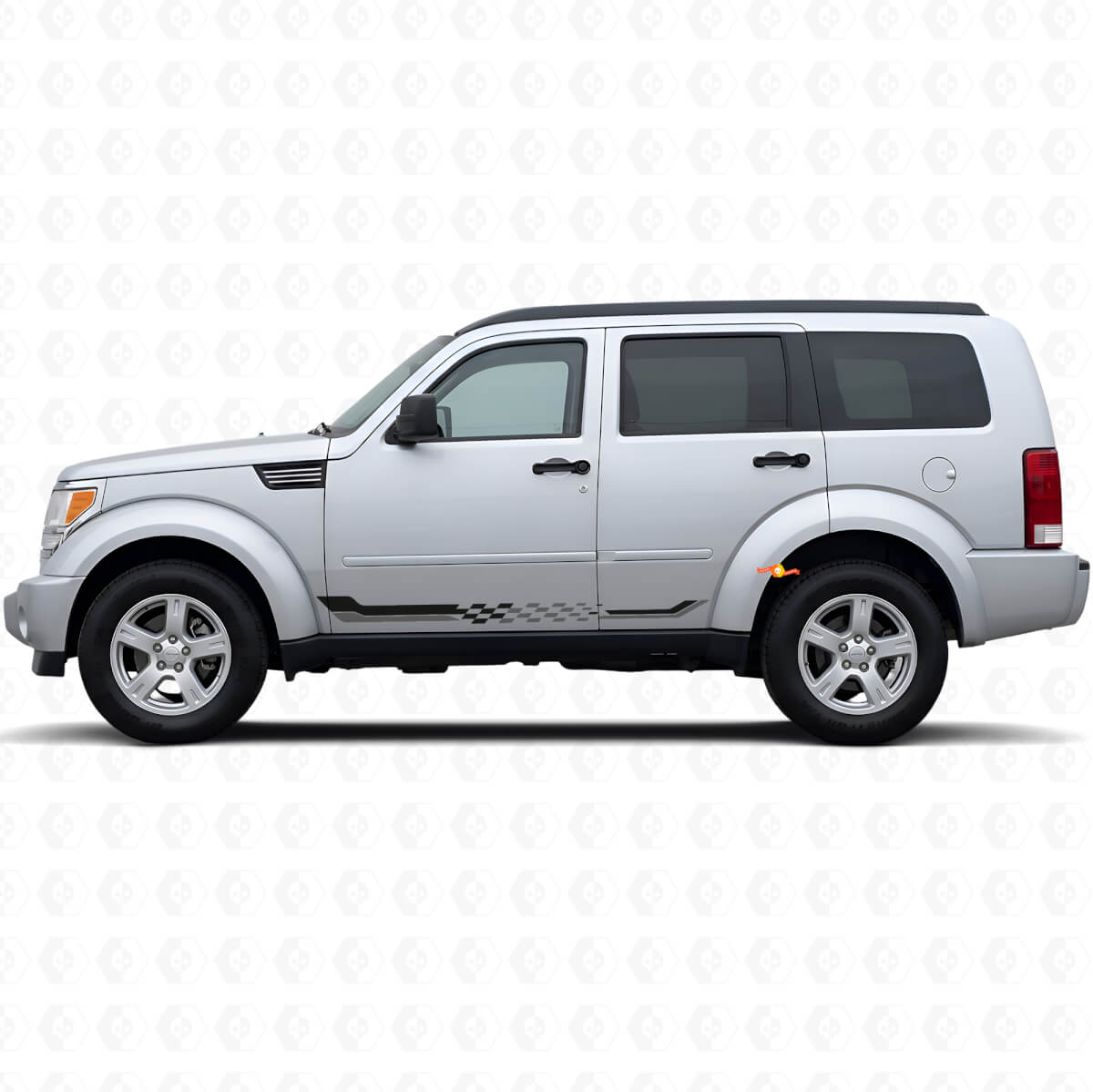 Calcomanía de vinilo con franjas laterales a cuadros para Dodge Nitro 2007-2011
