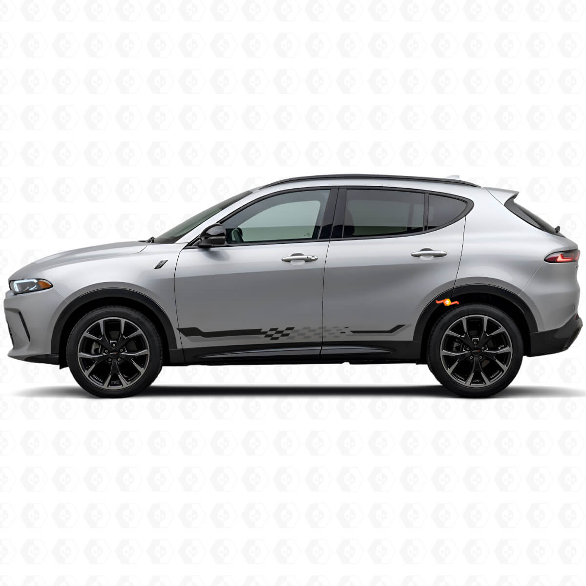 Calcomanía de vinilo con franjas laterales a cuadros para Dodge Hornet 2023+