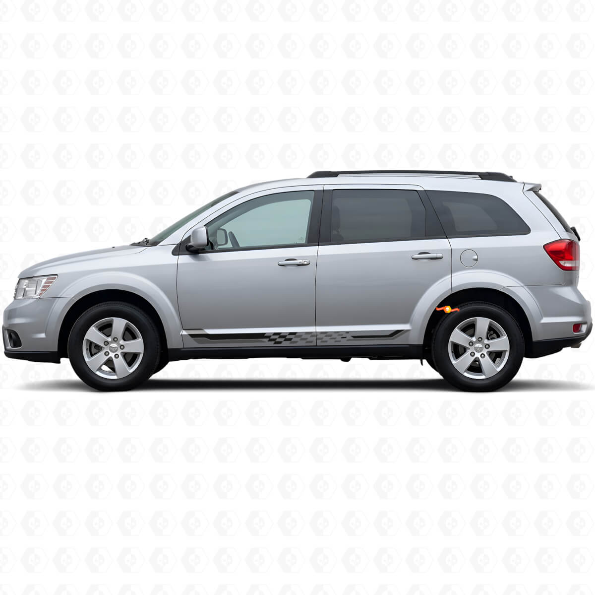 Calcomanía de vinilo con franjas laterales de bandera a cuadros para Dodge Journey 2009-2020
