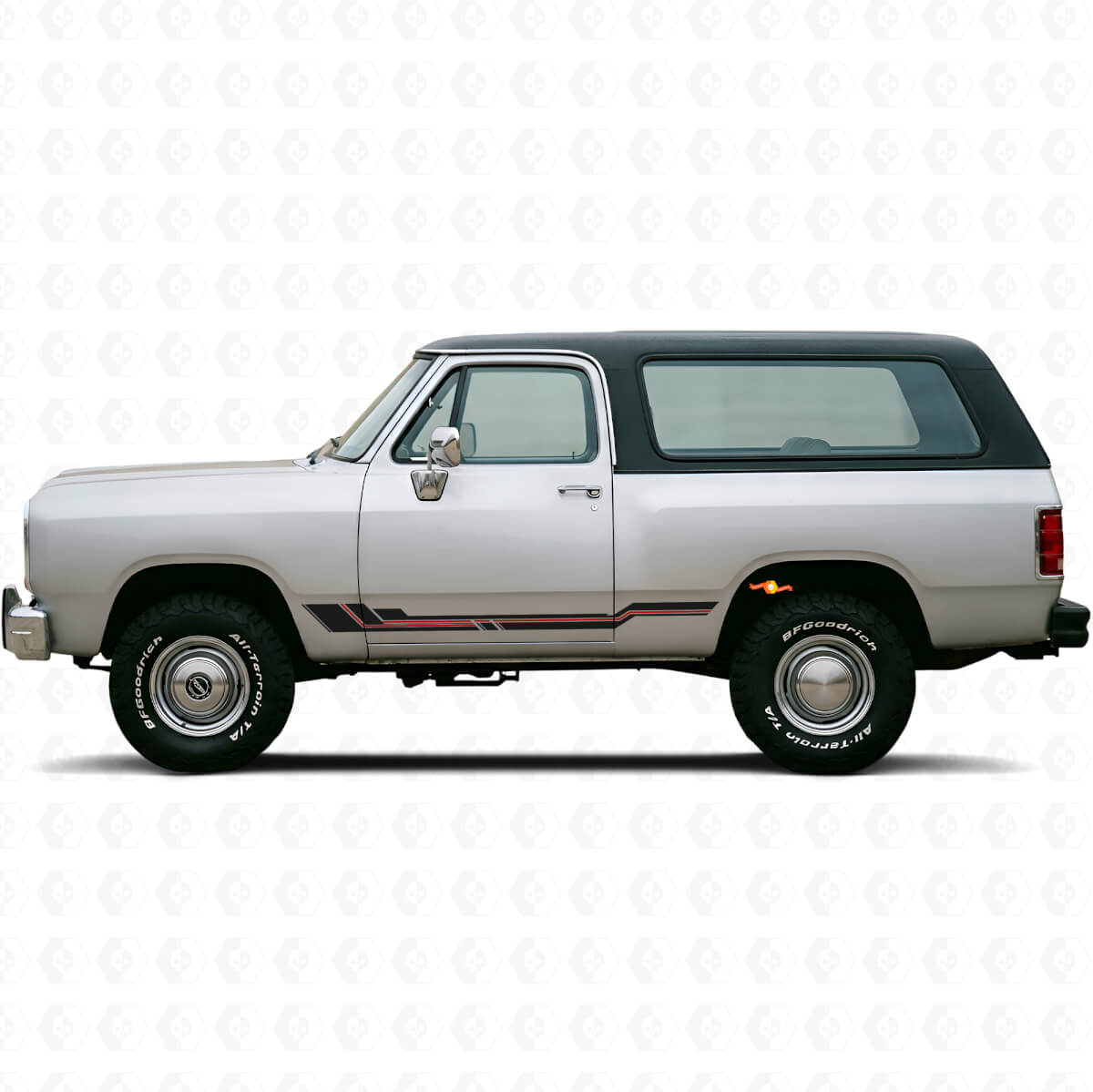 Calcomanía de vinilo con rayas curvas para paneles laterales de Dodge Ramcharger 1974-1993