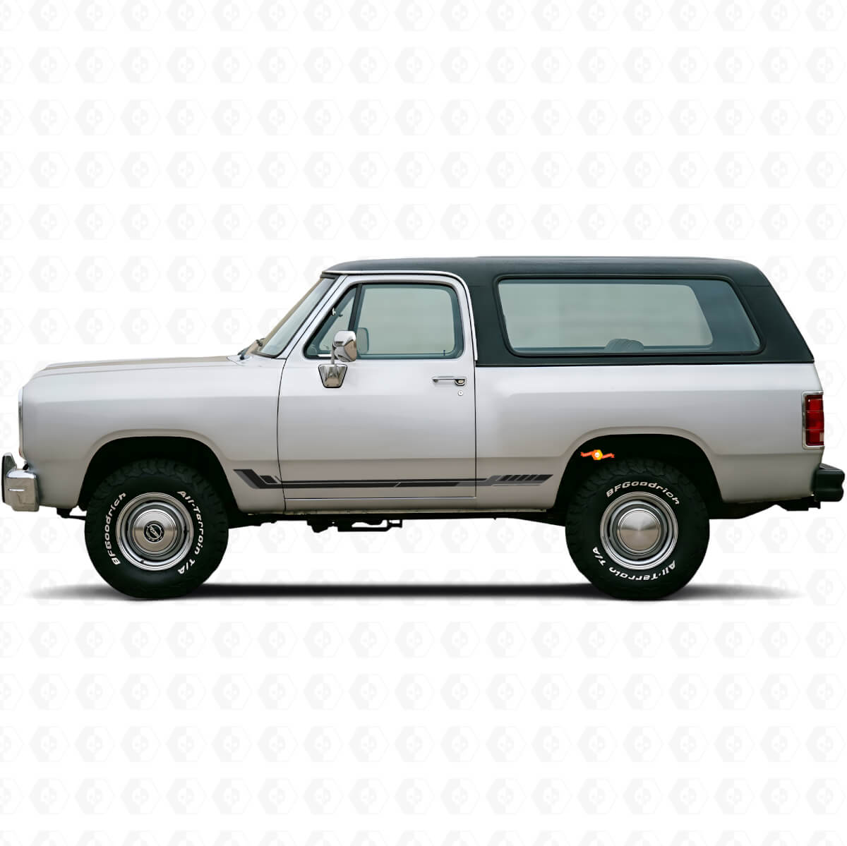 Calcomanía de vinilo con franjas laterales estilo racing para Dodge Ramcharger 1974-1993