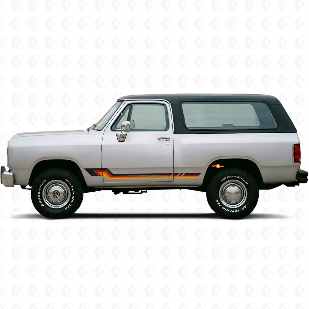 Adhesivo de vinilo de franjas laterales estilo vintage para Dodge Ramcharger 1974-1993