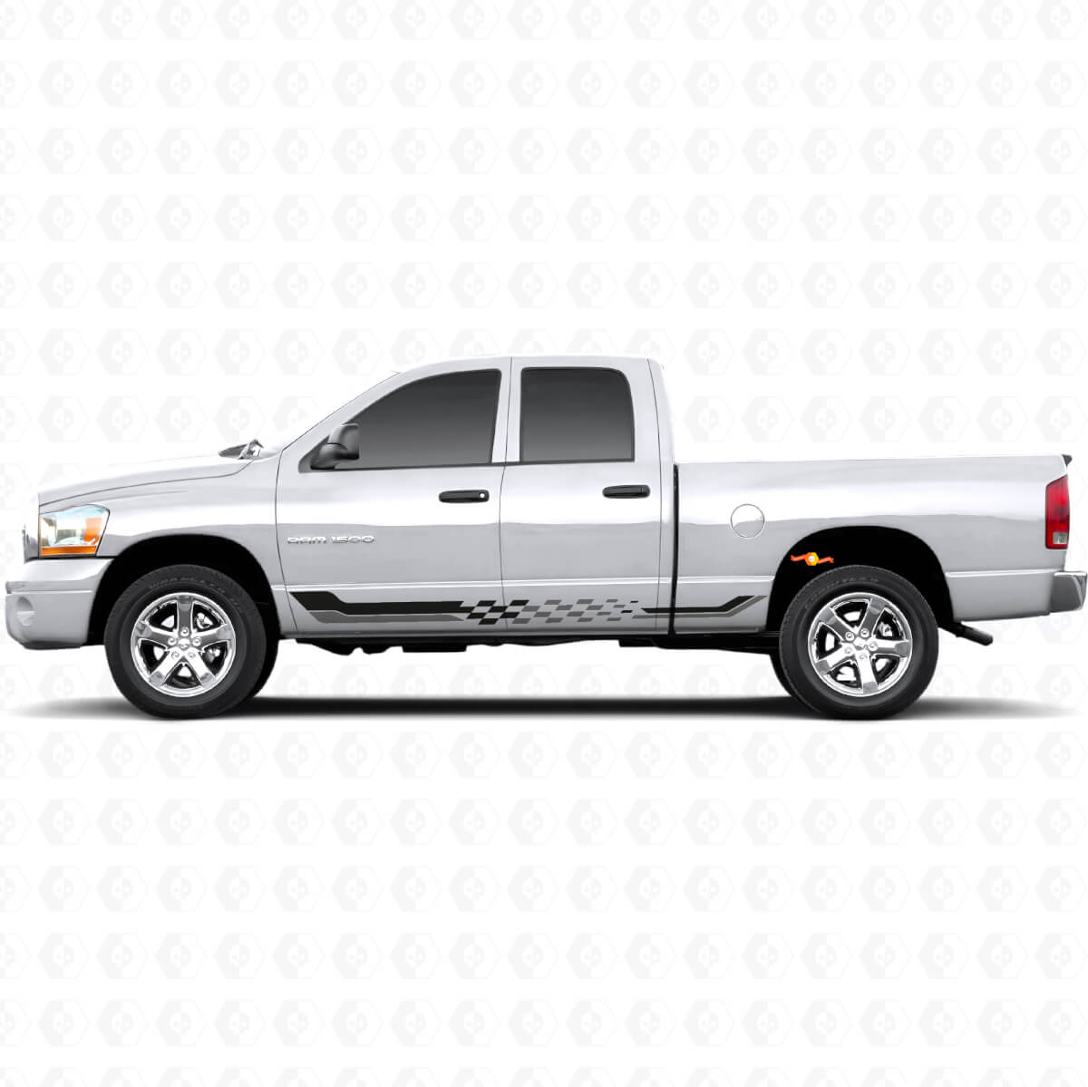 Calcomanía de Vinilo con Rayas Laterales a Cuadros para Dodge Ram 1500 2002-2008