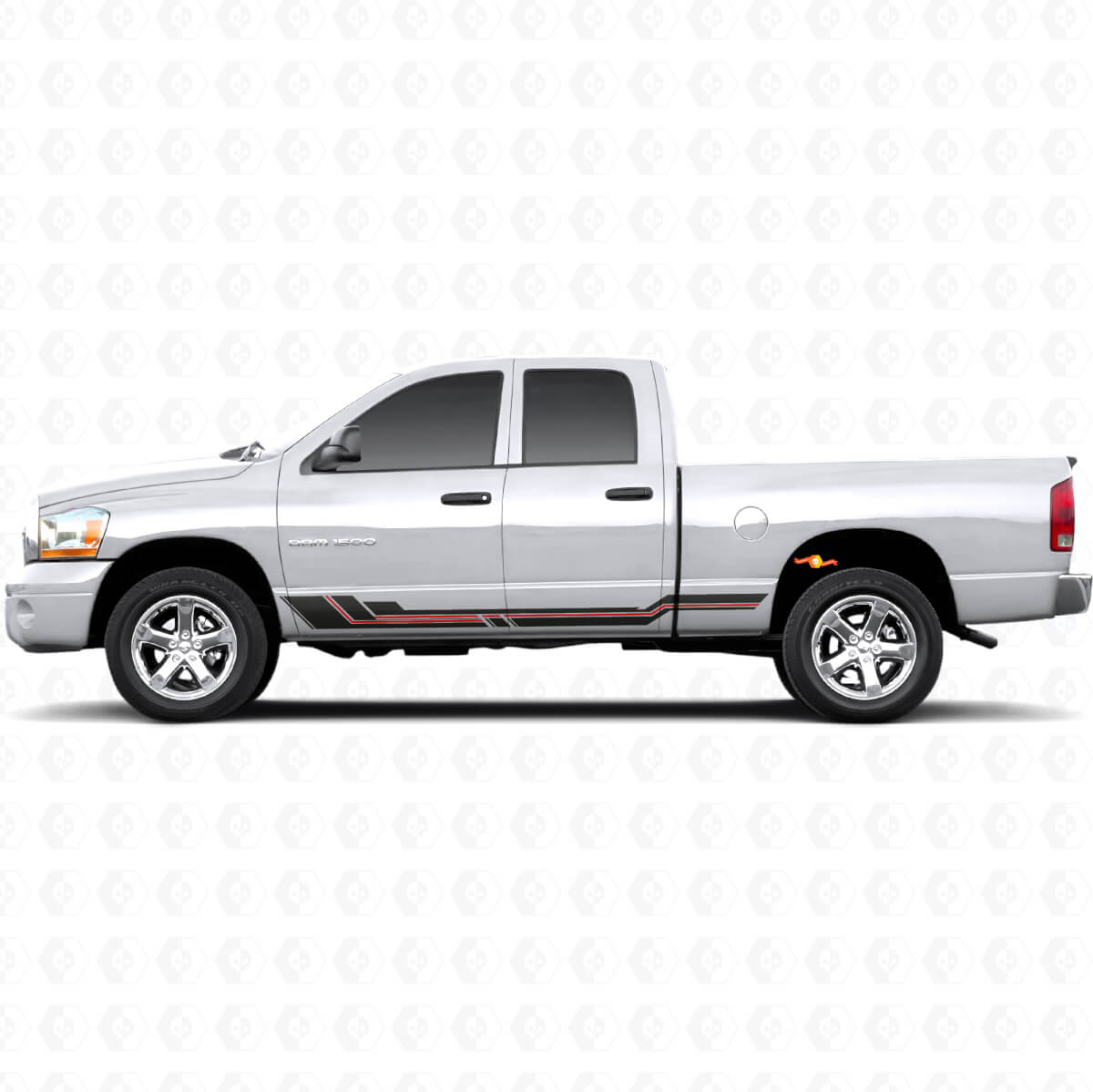 Calcomanía de vinilo de panel lateral con franjas curvas para Dodge Ram 1500 2002-2008