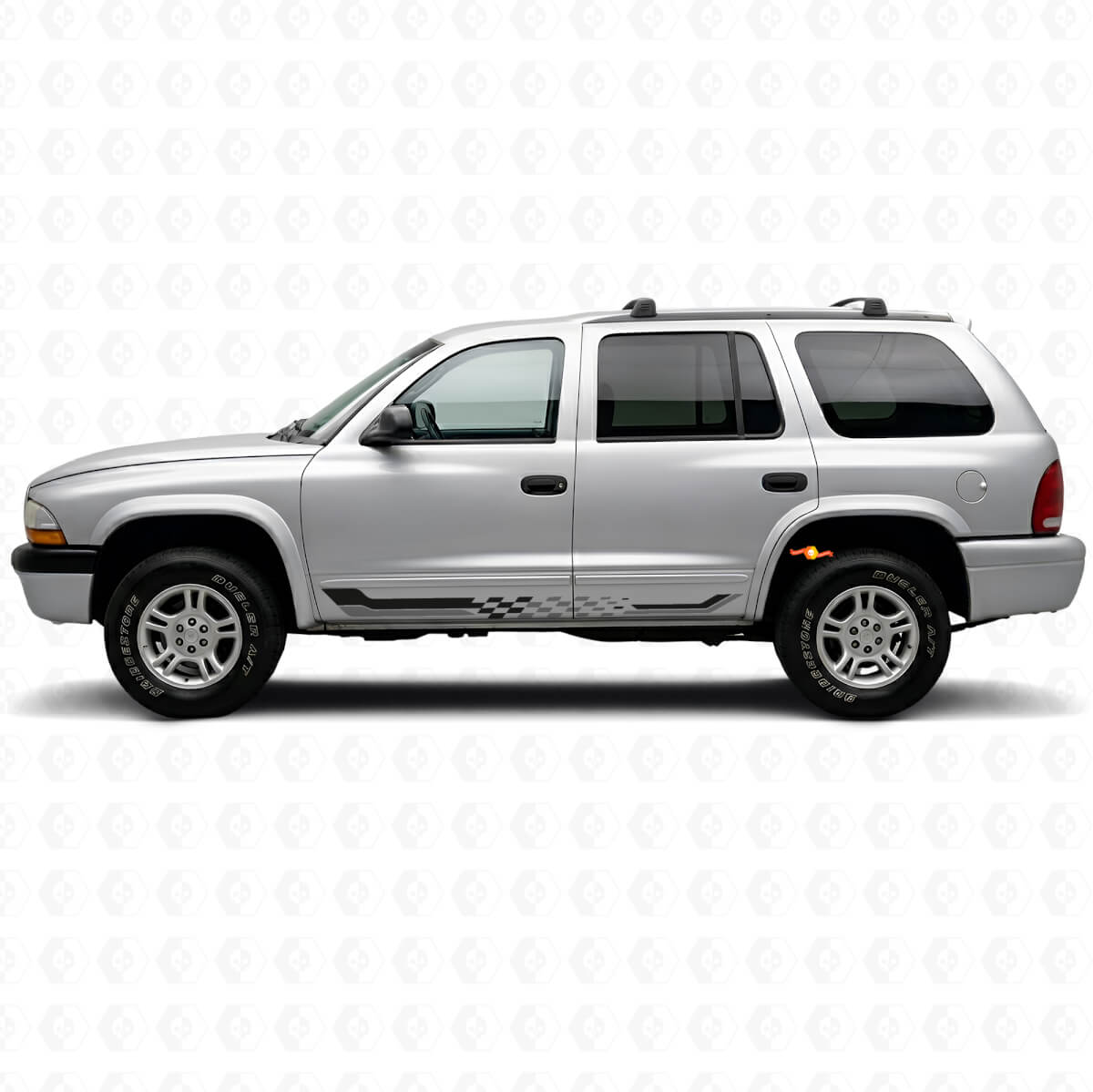 Calcomanía de vinilo con franjas laterales de bandera a cuadros para Dodge Durango 1998-2003